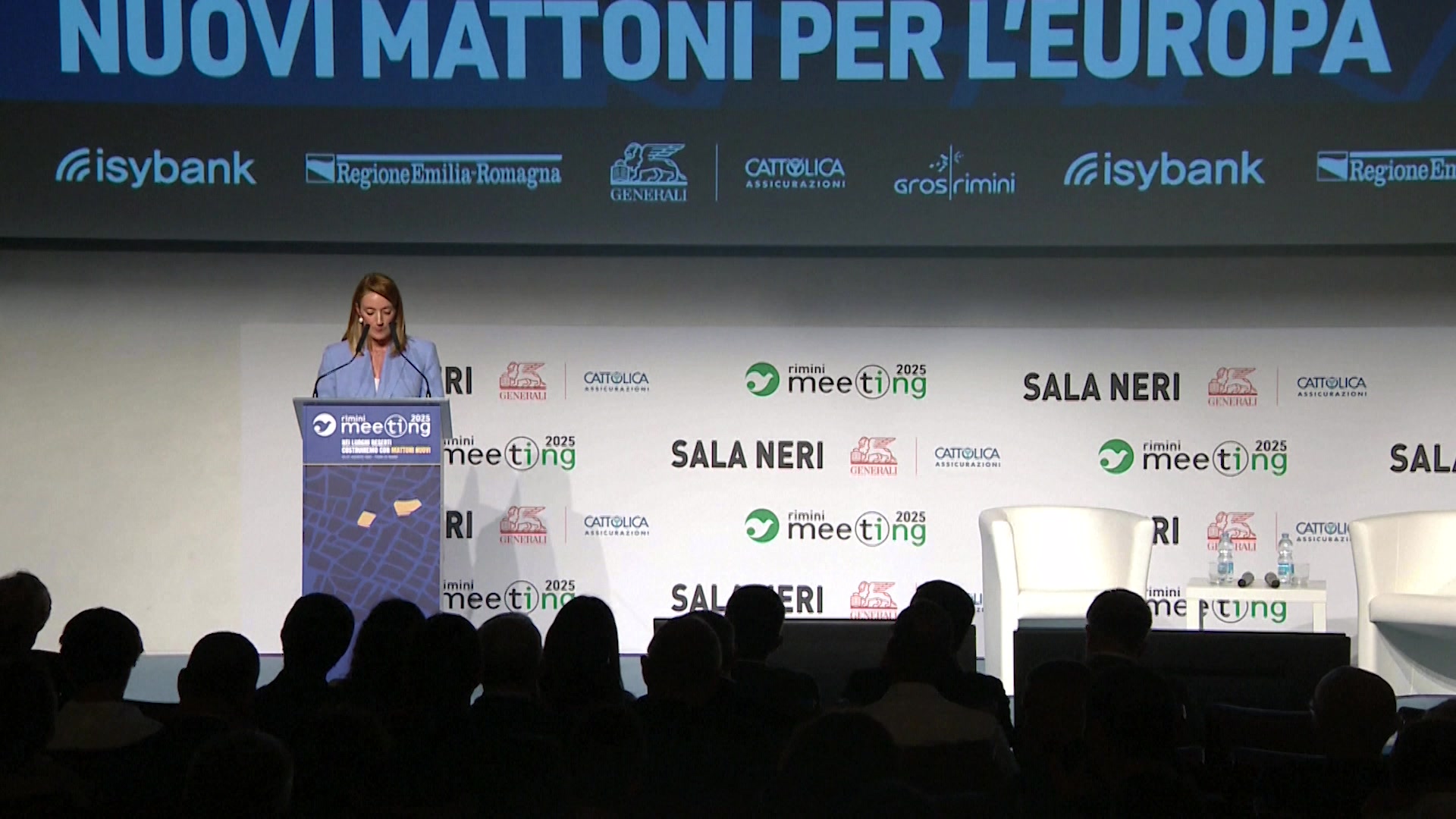 Official visit by Roberta METSOLA, EP President to Rimini (Italy) - Participation to the Conference "New bricks for Europe" during the Rimini Meetings 2025: atmosphere and extracts from the statement by Roberta METSOLA, EP President
